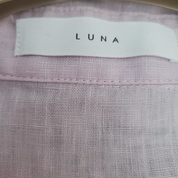 Lilac Oversized Linen Button Down Shirt Women's Size 3XL All Linen 100% Comfy - Picture 7 of 8